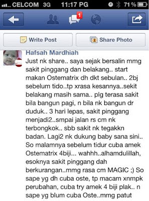 testimoni ostematrix shaklee