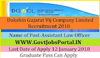 Dakshin Gujarat Vij Company Limited Recruitment 2018– Assistant Law Officer