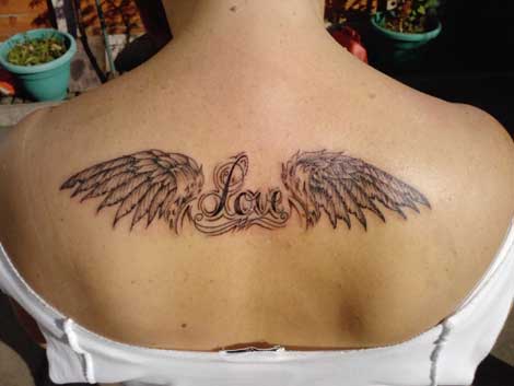 Back Angel Wings Tattoo Design 2 Free Mayan Tattoo Designs