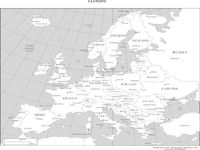 Printable Map Of Europe With Cities 