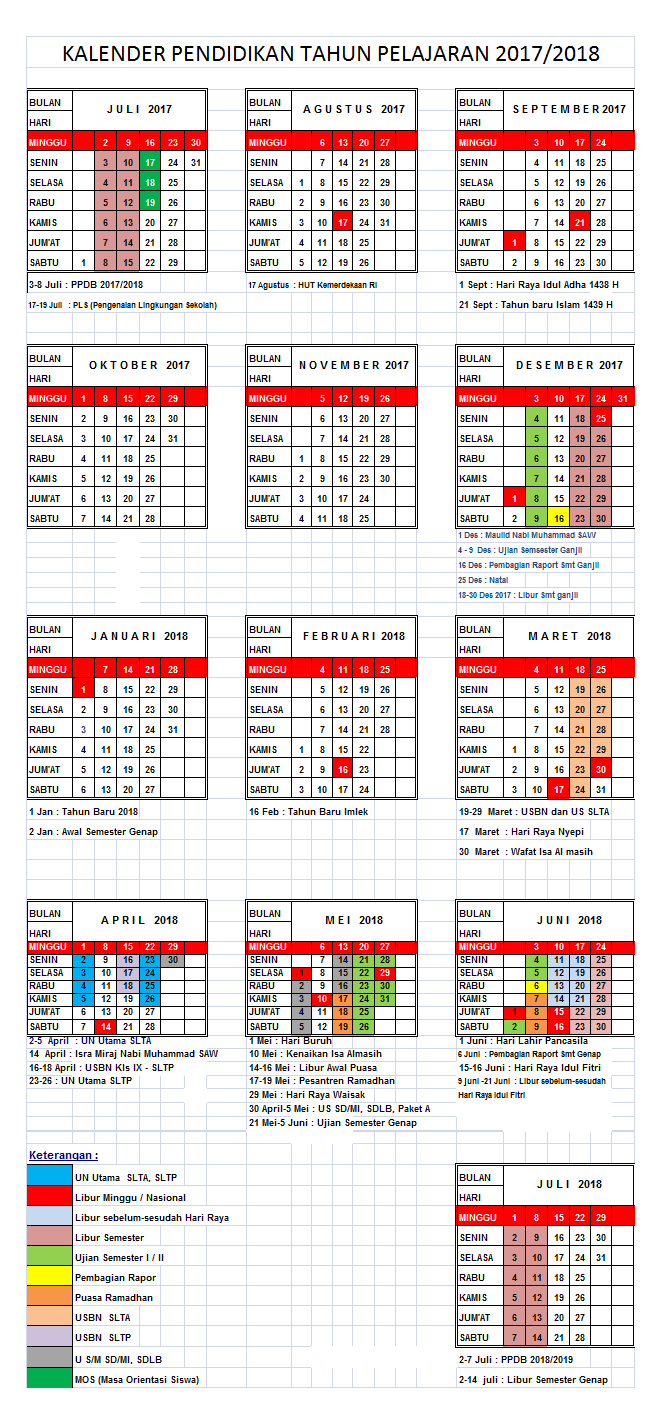 DOWNLOAD KALENDER PENDIDIKAN TAHUN PELAJARAN 2018 2019 DAN KALDIK