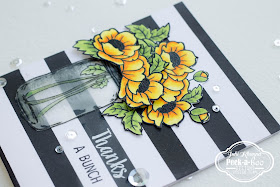 Bold striped background card with Peek-a-boo designs stamps