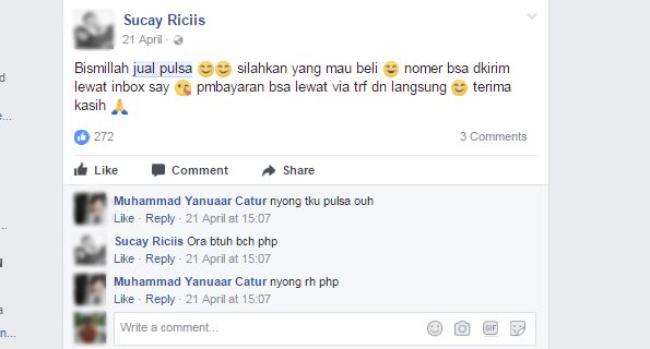 Contoh cara jualan pulsa di facebook