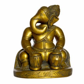 Lord Ganesha Playing Tabla Handmade Brass Statues