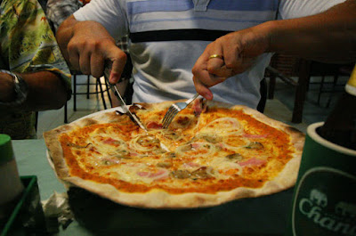 Ingo's pizza - Ingo is a pretty big guy, so I think you can see that the pizza is not kids size!