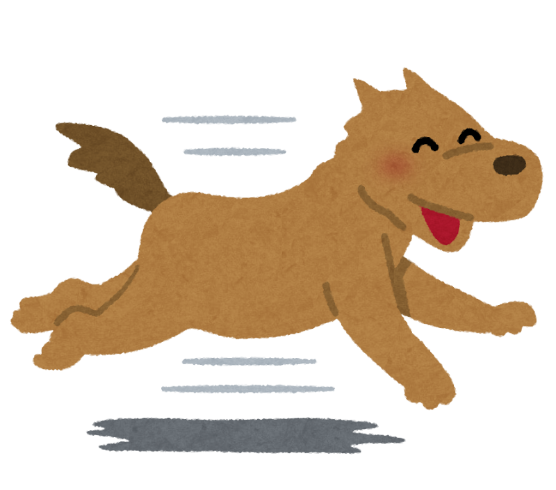無料イラスト かわいいフリー素材集 走る犬のイラスト 笑顔