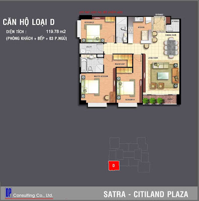 Căn hộ Satra Citiland Plaza loại D 119,78m2