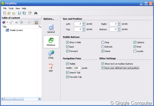 Windows Options