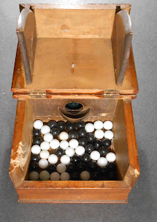 Image of Fraternity "Balckball" box: voting side