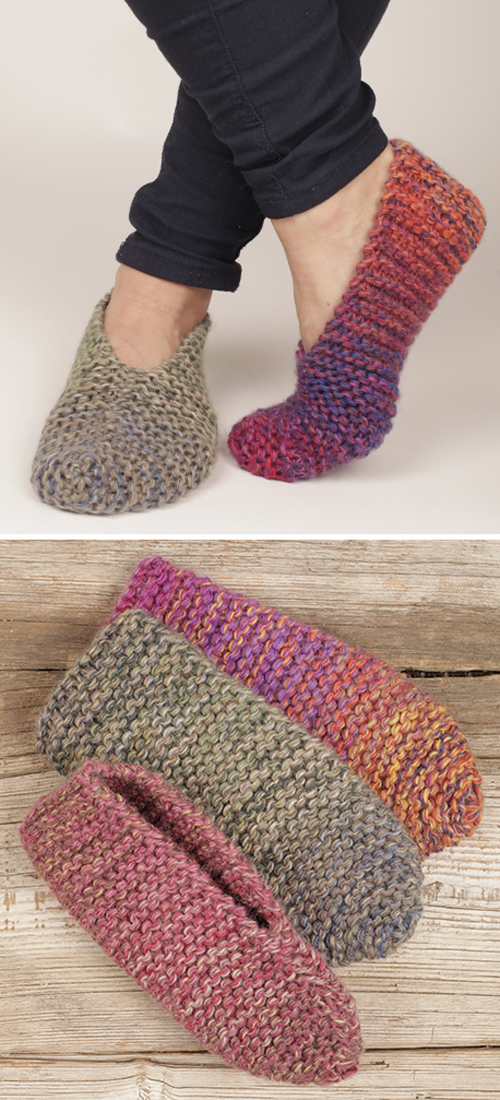 Knit Side Step Garter Stitch Slippers - Free Knitting Pattern