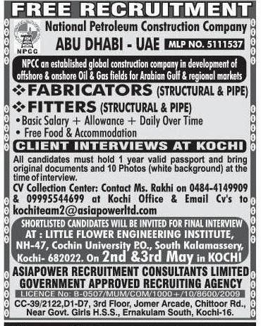 Free Recruitment National Petrolium Abudhabi Jobs