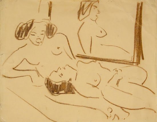 Two Female Nudes with Mirror Circa 1909 Ernst Ludwig Kirchner