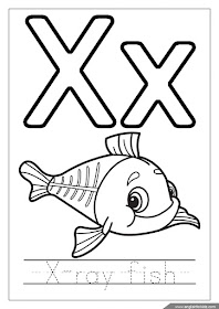 x ray fish coloring page, alphabet coloring page, letter x coloring