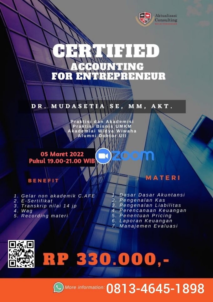 WA.0813-4645-1898 | Certified Accounting For Entrepreneur (C.AFE)