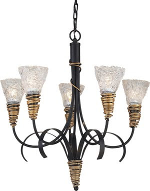 Z-Lite 1010-5 Mardi Gras 5 Light Chandelier Matte Black/Gold