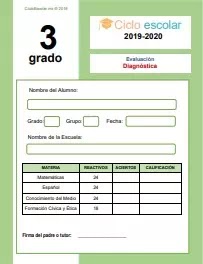 Examen de Diagnóstico Tercer grado 2019-2020 Examen de Diagnóstico Tercer grado 2019-2020