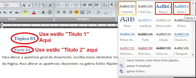 Como criar um sumário no Microsoft Word 2010