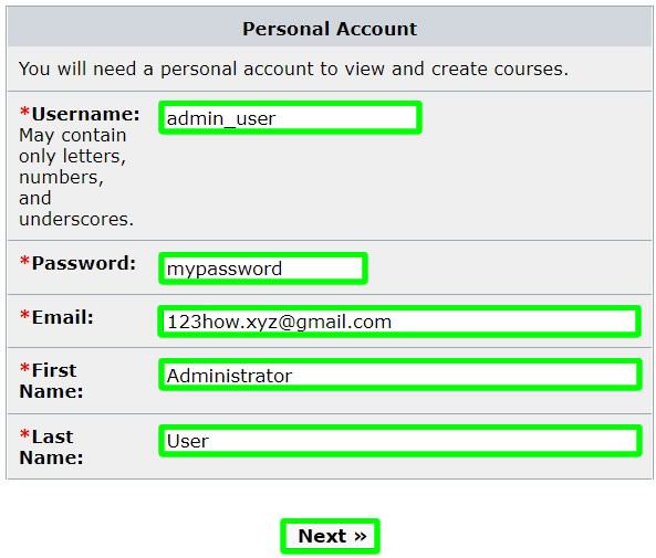 atutor installation account and preferences personal account