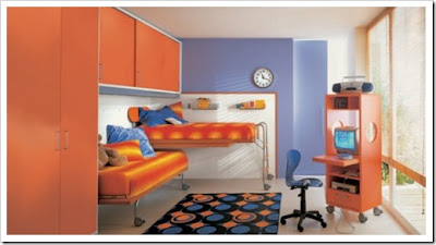 Contemporary kids room design, modern child's room furniture ideas with two beds