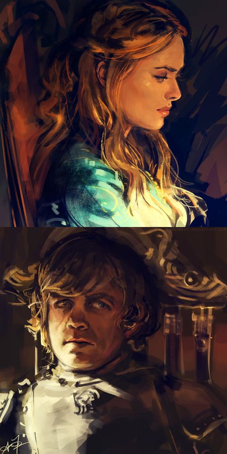 Alice X. Zhang alicexz deviantart pinturas de filmes séries Cersei e Tyrion Lannister - Game of Thrones