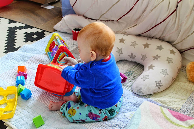 Baby Boy Archer Sitting! Wearing Primark, Playing with Fischer Price