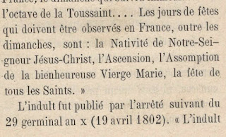 Concordat de 1801 et fêtes du culte catholique extrait 2