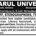 Parul University Recruitment 2015 For Library Staff, Stenographer, Typist, Clerk | www.paruluniversity.ac.in