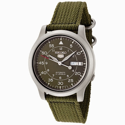 Watches - Seiko SNK805, Seiko 5 Automatic Green Canvas Strap Watch ...