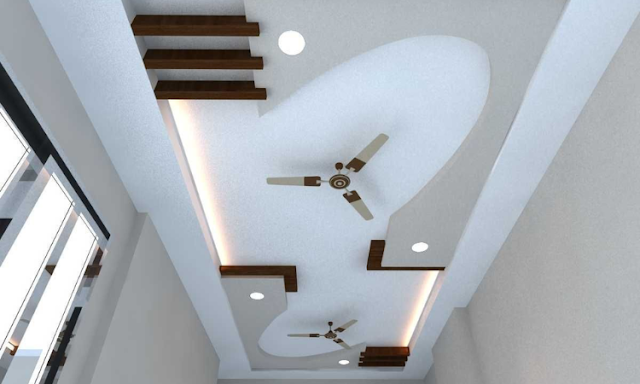 False Ceiling Design For Hall With Two Fans