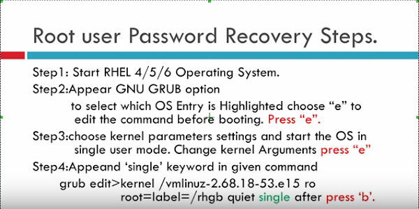 how to recovery password root on Redhat