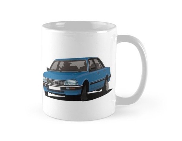 Blue Peugeot 505 - car coffee mug