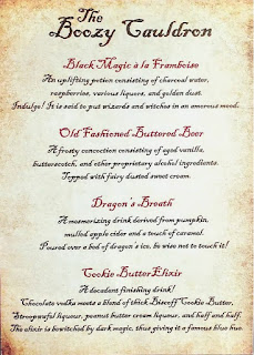 The Boozy Cauldron Sample Menu