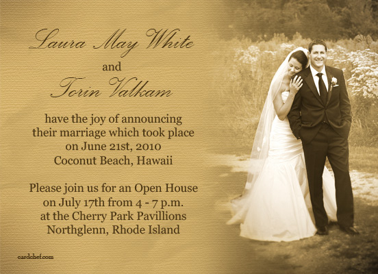 sample of wedding invitation card for open house
