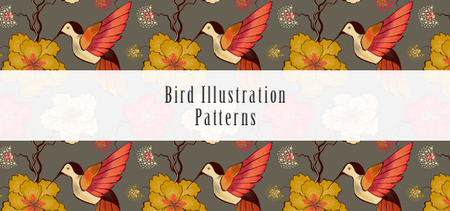 鳥をテーマにした無料のイラストパターン素材。かわいいデザインいろいろ。