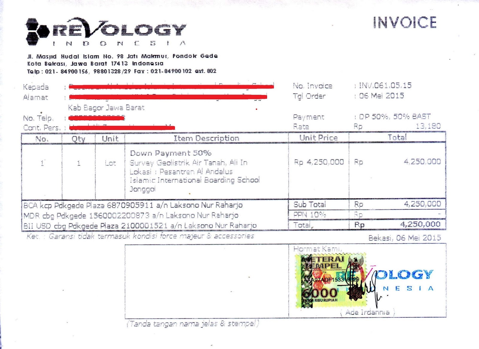 Contoh Format Invoice atau Surat Tagihan - Brankas Arsip