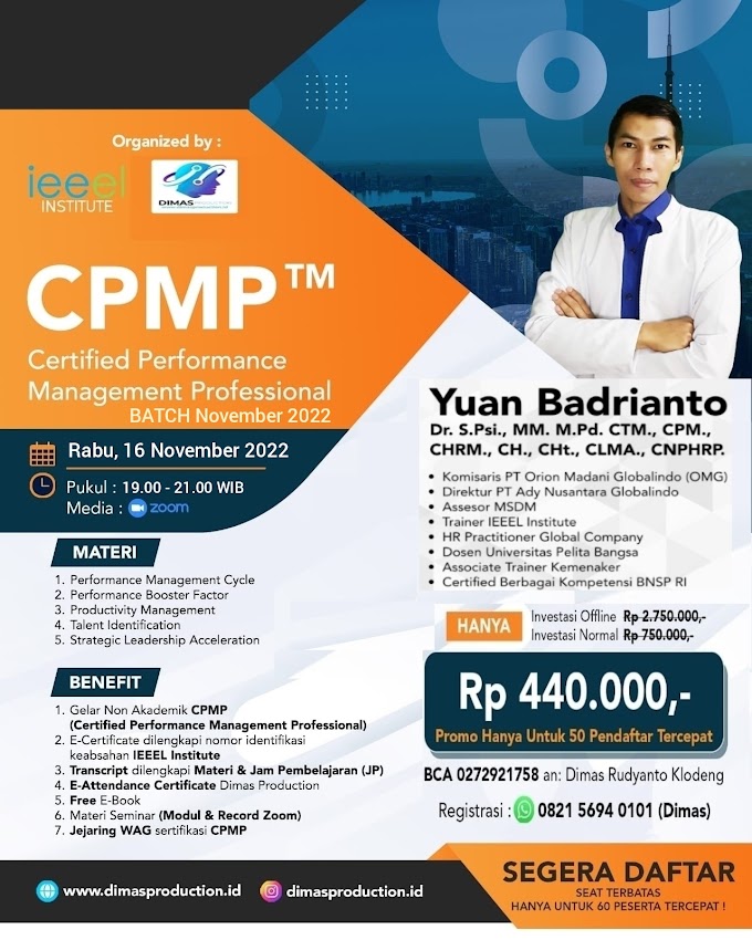 WA.0821-5694-0101 | Certified Performance Management Professional (CPMP) 18 November 2022