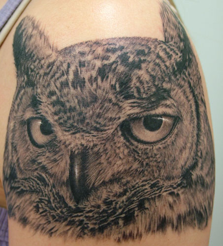 realistic owl tattoo design