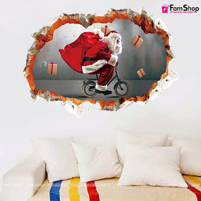 Decal 3d dán tường ông già noel D38