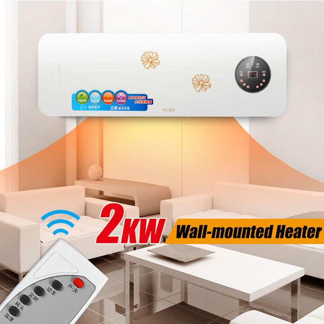 220V 2000W Wall-mounted Heater Room Warming Heater Eletrical Heating Equipment With Remote Control 