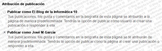 Publicaciones en fanpage con perfil personal - atribución de publicación