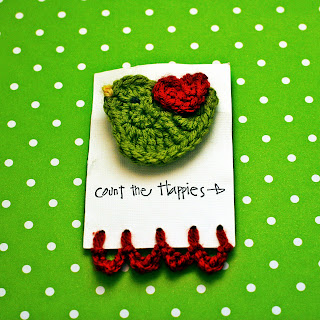 Crochet Bird Hair Clip in Green and Red