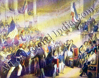 The Revolution in France, The wave of popular revolutions that spread across Europe during 1848 started in Paris where people took to the streets in a show of defiance. On 24 February, King Louis Philippe abdicated and nominated his 10 year-old grandson Louis Philippe Albert as his heir. But on the same day, revolutionaries invaded the Chamber of Deputies the invasion is shown in this engraving. The rebels swept aside the claims of the 'boy king', and proclaimed a republic. 