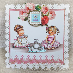 Mo's Digital Pencil, Tea for Three card using Marion Smith Mad Tea Party for Scrapbook Maven