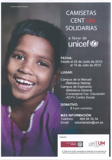 Venta solidaria de camisetas del CENTUM, a favor de UNICEF.