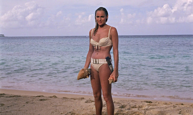 It's Ursula Andress in the legendary bikini that's the same color as the splooge that spilled from a generation of Dr. No viewers.
