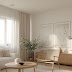 Decoração escandinava para sala com sofá branco