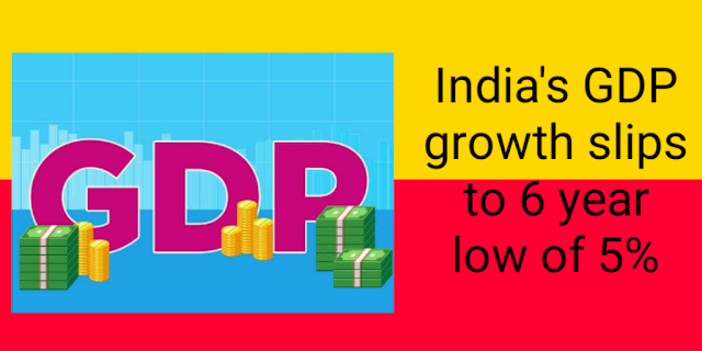 India's GDP growth rate for 2019-20 estimated at 5%