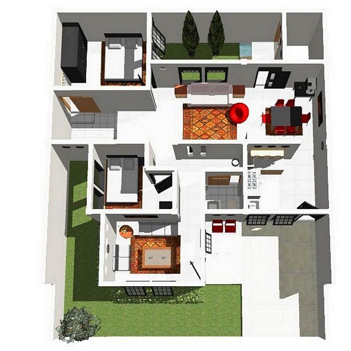 denah rumah minimalis sederhana 7x12m yang minimalis