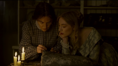 Mary and Charlotte Cleaning Fossils in Ammonite (2020)