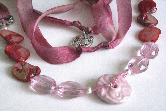 Pink Crystal Necklace by BayMoonDesign